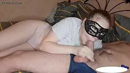 Minx passionately sucks cock and swallows cum