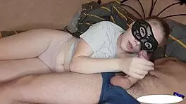 Minx passionately sucks cock and swallows cum