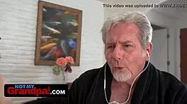 Horny teen 18+ caught rubbing her hairy pussy by old man 😏