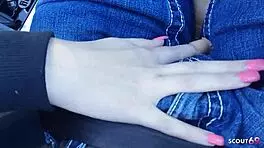 Black hair teen 18+ with big natural saggy tits gets picked up and fucked by older guy