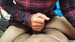 Emotional encounter between maid and boss leads to passionate handjob and cumshot