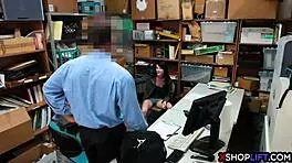 Shoplifting teen's hairy pussy fucked by mall cop