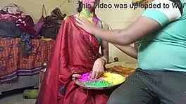 first time holi celebration with neighbour's wife
