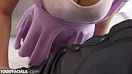 1000Facials Hungry Blonde Latina Snacks On Meaty Cock & Cumshot