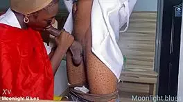 ebony petite student seduces teacher before christmas. intense office sex with big black cock.