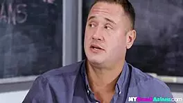 little asian amber angel plays the devil in disguise, teasing with shy kisses and hardcore deepthroat