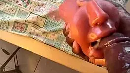 deep throating sextoy after work, quick orgasm