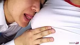 Curvy big natural tits japanese virgin teen 18+ seduce to first time suck by classmate after sport lesson in uncensored jav