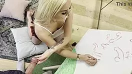 feeling so excited, this petite college student teases a big dick with slow, edging handjob