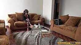 Perfect ass black teen rides friend's big cock.