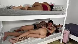 Hidden Lick On Girlfriend's Friend's Pussy While Fucking Her Below