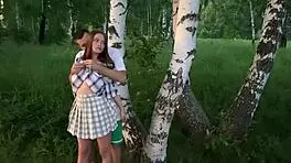 Fucking Hard My Best Friend Hot Girlfriend In The Forest Again While Hes Picking Wildberries