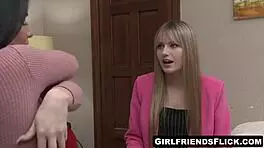 I seduced that pale petite blonde milf with my thick brunette cougar body, and we had dyke fun.