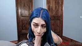 Young woman explores oral pleasures without hands in intimate riding session