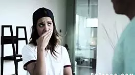 Ignorant guy tries converting lesbian Uma Jade straight with big cock