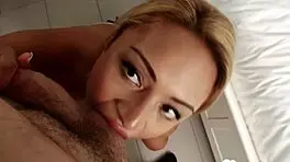 amazing blonde babe strips, licks, and sucks in homemade video