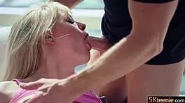 All natural naughty blonde Amber Moore gets rough fucking with big cock