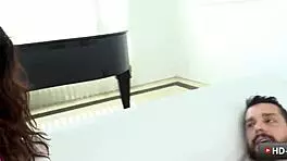 hot brunette teen girl loves two massive dicks inside her holes deep and rough.