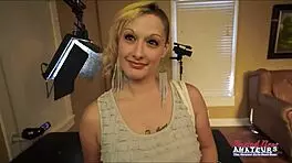 Horny Blonde Rikki Enjoys Twat Banging and Cum Facial