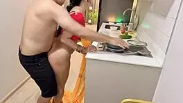indian big ass wife says 'my pussy is so wet and horny' while cooking in the kitchen