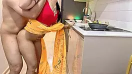 indian big ass wife says 'my pussy is so wet and horny' while cooking in the kitchen