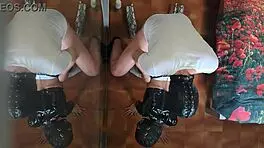 Milf in sexy clothes stockings and high heels fucked in mouth and doggy style with repeated orgasms