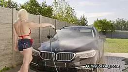 Car Wash Bikini Babe With Big Tits