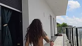 Fucking tommy cabrio on balcony as neighbors watch