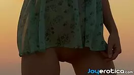 outdoor teasing from beautiful serena j and her shaved pussy