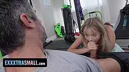 Exxxtra Small 18+ Tiny Cute Coco Lovelock Gives Big Stud Sloppy Blowjob During Workout