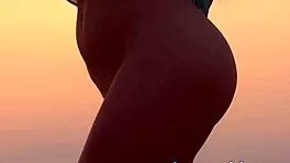 outdoor teasing from beautiful serena j and her shaved pussy