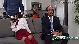 Oh No! Teen Slut Caught Milking Boyfriend On Sofa!