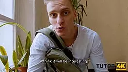 Handsome Heartbreaker Fucks Physics Tutor On Red Couch