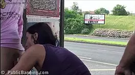 Busty Girl Public Gangbang Threesome Sex By A Busy Highway With Bent Over Doggystyle Action