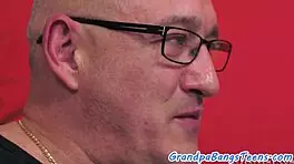 Bigass teen sucks and fucks grandpa's cock 😈