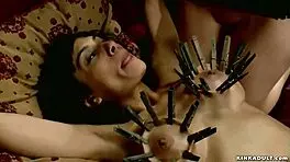 Hey, check out this petite bound lesbian getting whipped. 😈