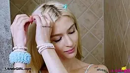 Picture-Perfect Blonde Enjoys Relaxing Shower