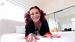 kylie pierce petite girl gives huge cock pov blowjob and swallows cum