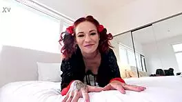 kylie pierce petite girl gives huge cock pov blowjob and swallows cum