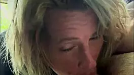 Streetwalker delivers bareback blowjob, spits cum on dick, then sucks it clean again