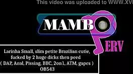 larinha petite brazilian cutie gets double penetrated by huge black cocks in anal group fuck with pissing and ass to mouth action