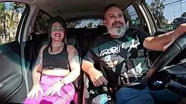 Latina blonde's tempting anal car ride