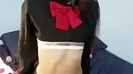 Neighbor Plays with Ass in Catgirl Costume