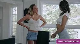 hot lesbian girls kissing and making out on couch?