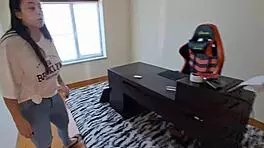 Latina maid seduced by massage