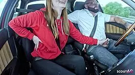 German real redhead ginger teen with pale skin suprised old guy with fuck after lost bet with classmate