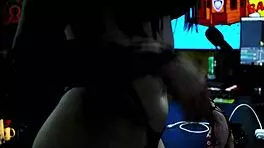 Victoria Camargo Bent Over on Podcast Table