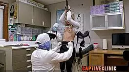 stacy shepard blonde nurse backstage in hospital treating patient in latex gloves and pigtails