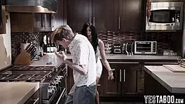 lonely big tits milf bathes and fucks young hung stepson