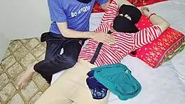 Indian wife moans dirty Hindi while husband fucks her tight pussy!